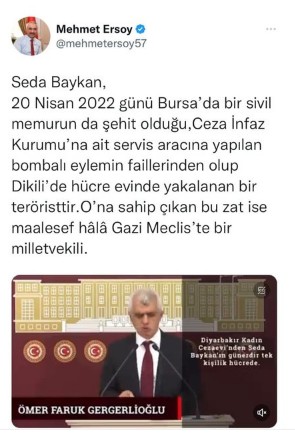 HDP’li Gergerlioğlu’na tokat gibi yanıt! 'Teröristi mağdur gibi tanıtan bu zihniyet hala meclis sıralarında'